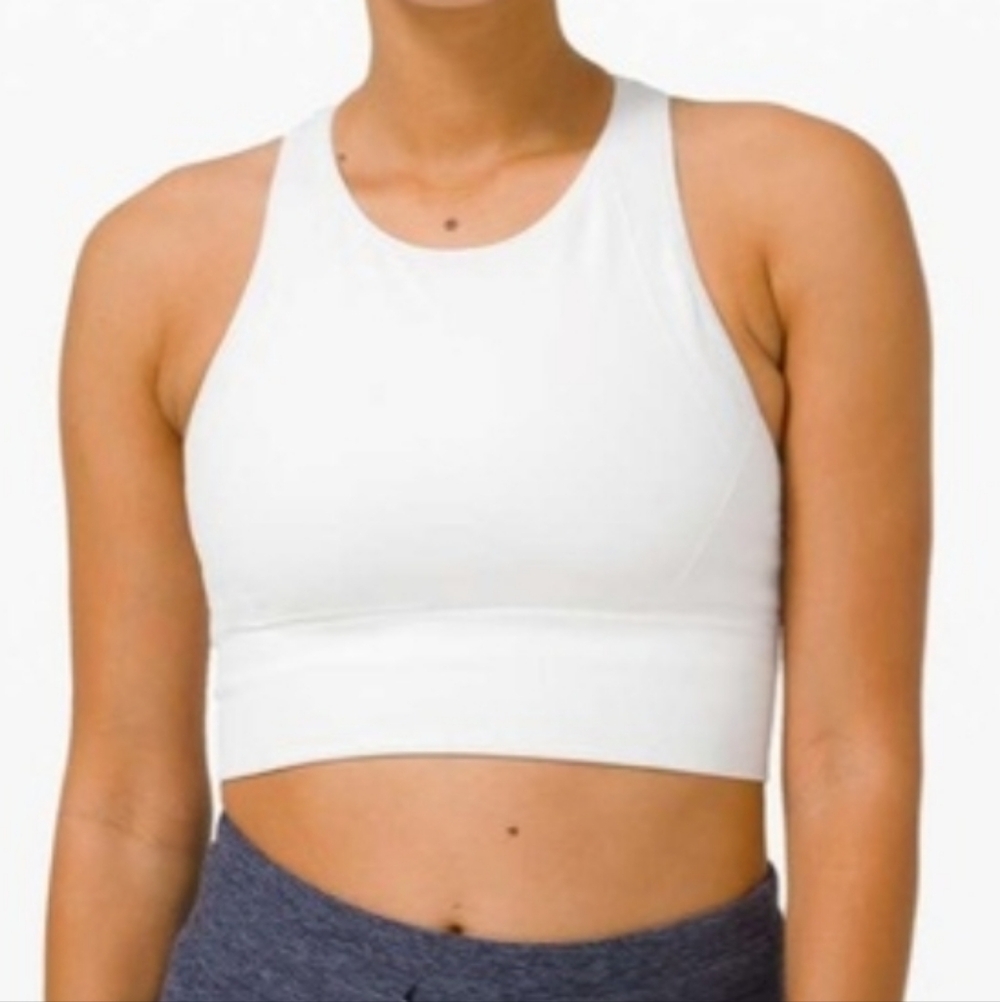 Lululemon Athletica White Ebb To Train Sports Bra